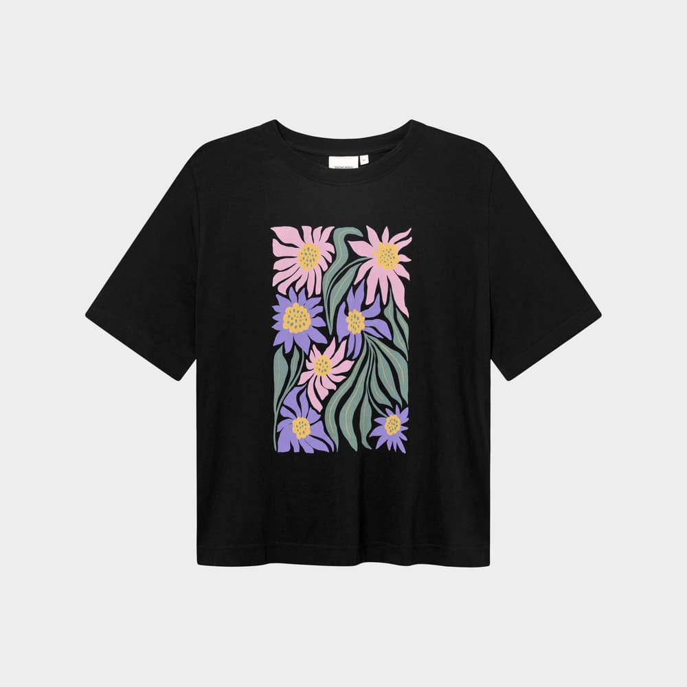 T-shirt Vadstena Daisy Block Black