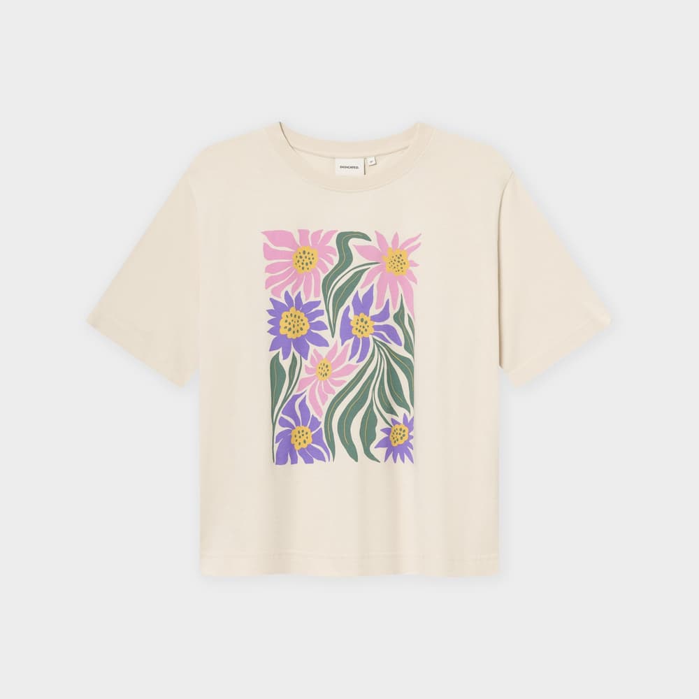 T-shirt Vadstena Daisy Block Oat White