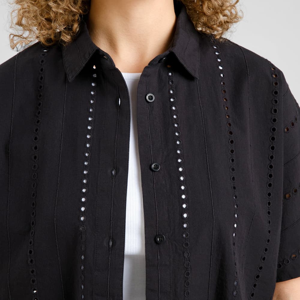 Shirt Alsvik Schiffli Black