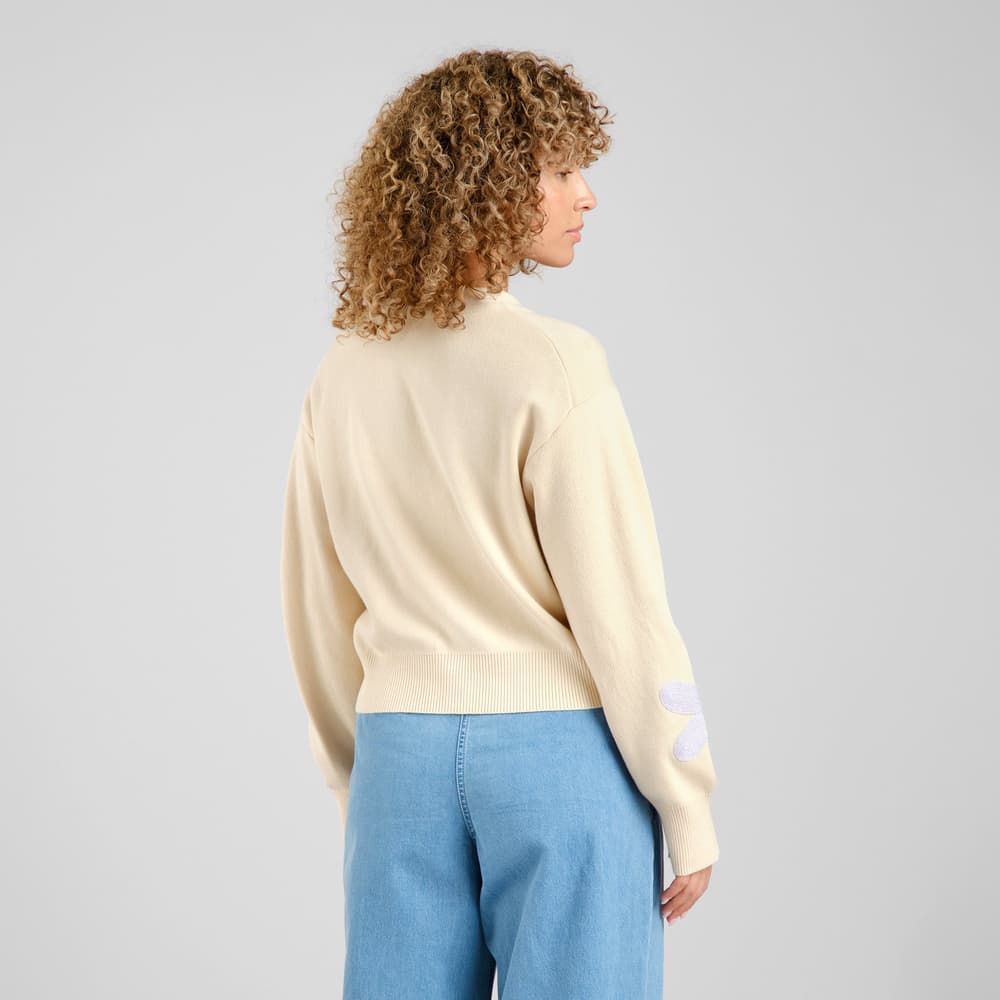 Cardigan Kanan Application Flower Vanilla White