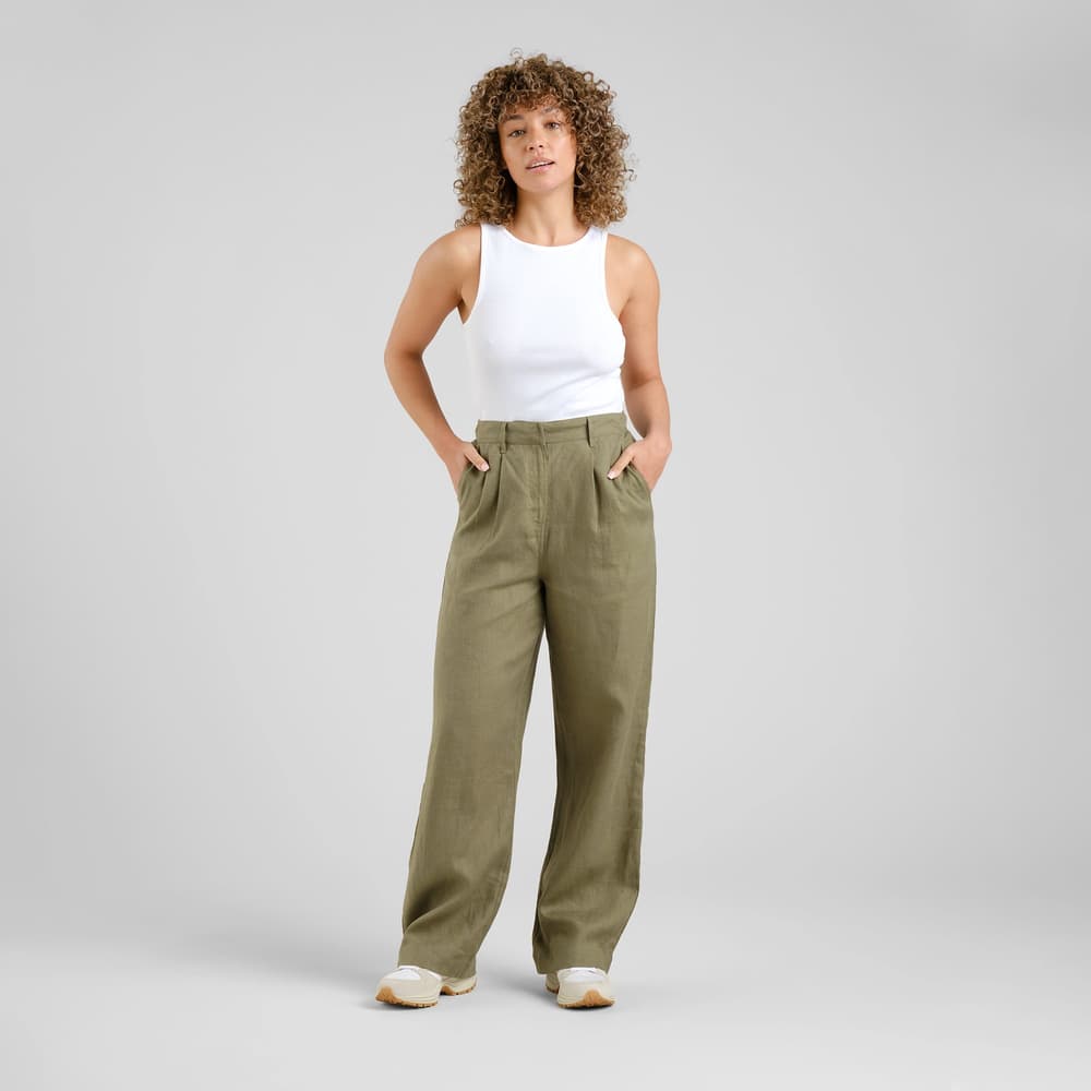 Pants Vickleby Linen Leaf Green