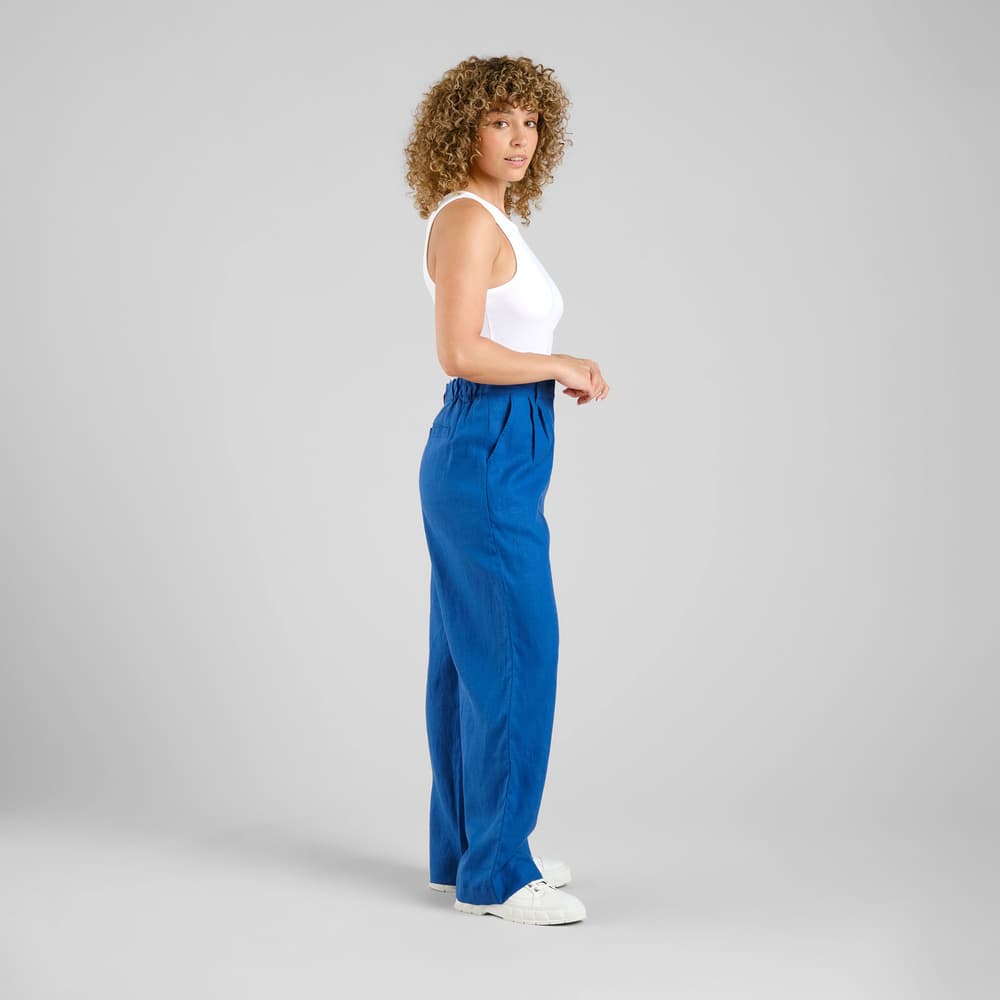 Pants Vickleby Linen Limoges Blue