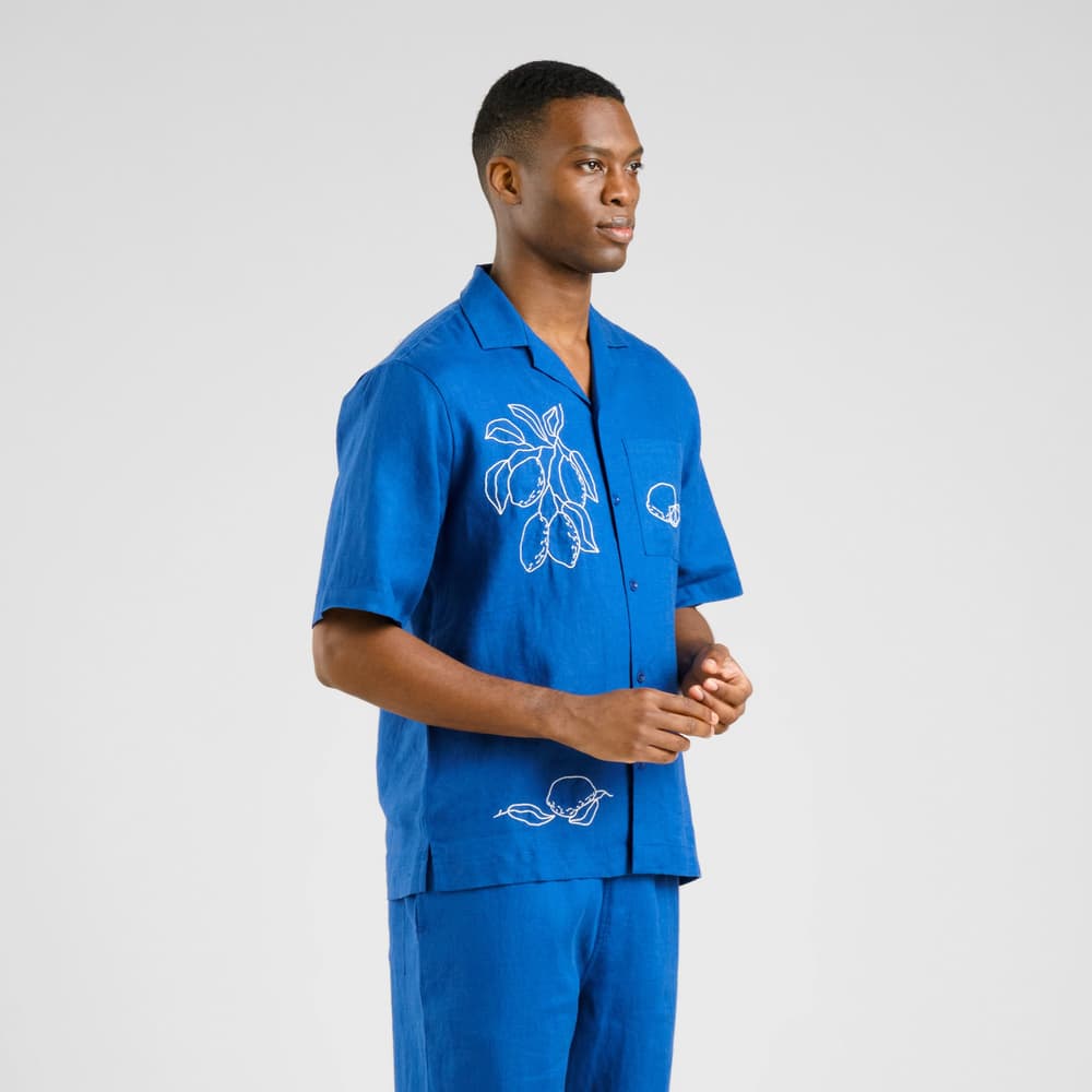 Shirt Marstrand Linen EMB Limoges Blue