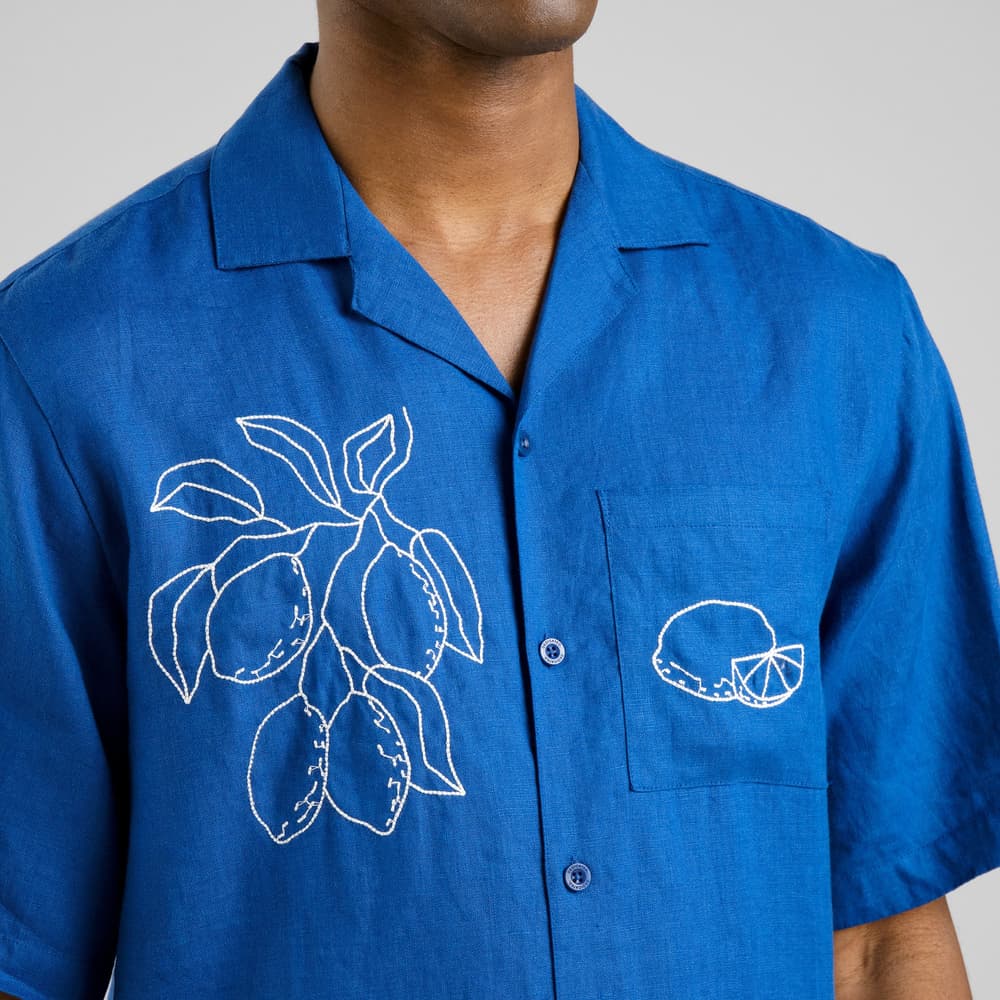 Shirt Marstrand Linen EMB Limoges Blue