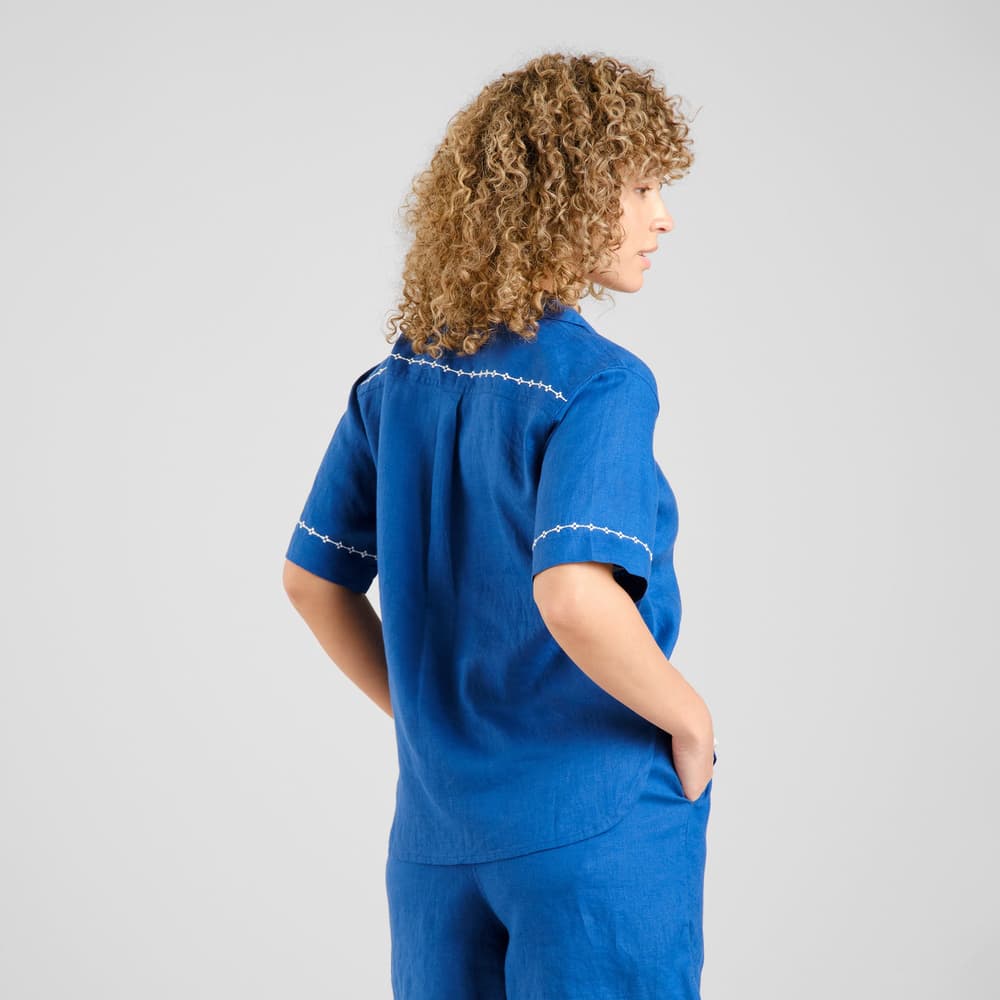 Shirt Torup Linen EMB Limoges Blue