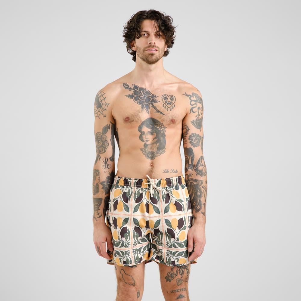 Swim Shorts Sandhamn Lemon TIles Oat White