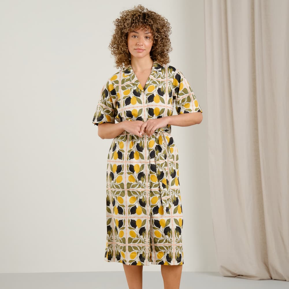 Shirt Dress Orrefors Lemon Tiles Oat White