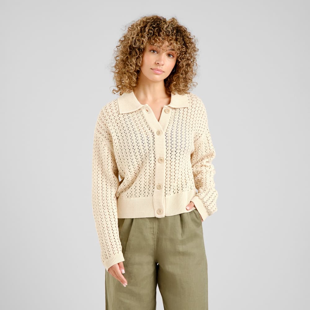 Knitted Cardigan Rosendal Crochet Vanilla White