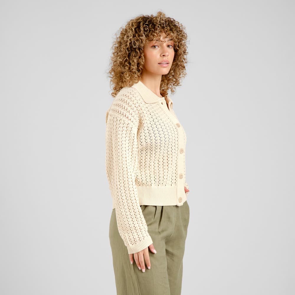 Knitted Cardigan Rosendal Crochet Vanilla White