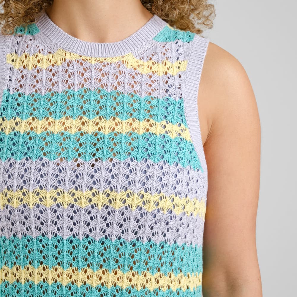 Knitted Dress Kramfors Crochet Retro Stripe Multi Color