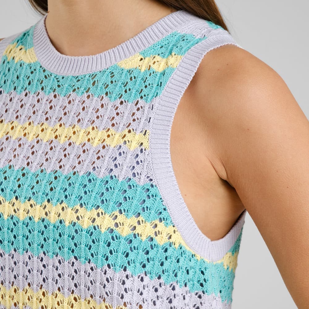 Top Oskarshamn Crochet Retro Stripe Multi Color