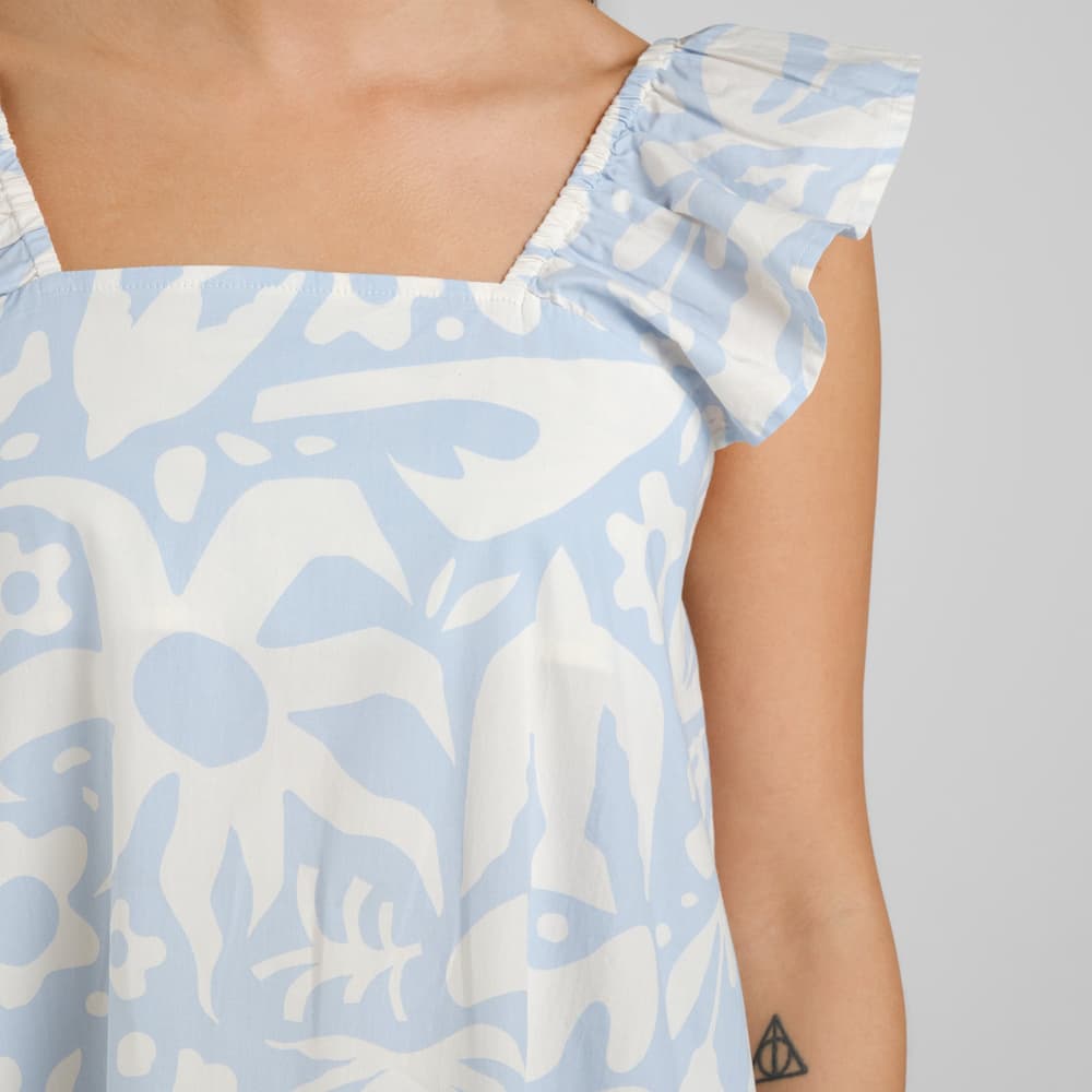 Dress Landsort Poplin Wonky Beach Skyway Blue