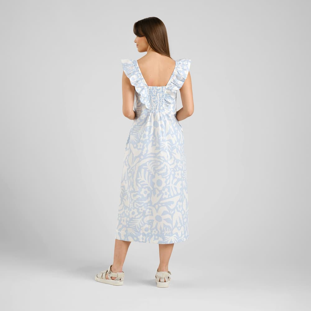 Dress Landsort Poplin Wonky Beach Skyway Blue