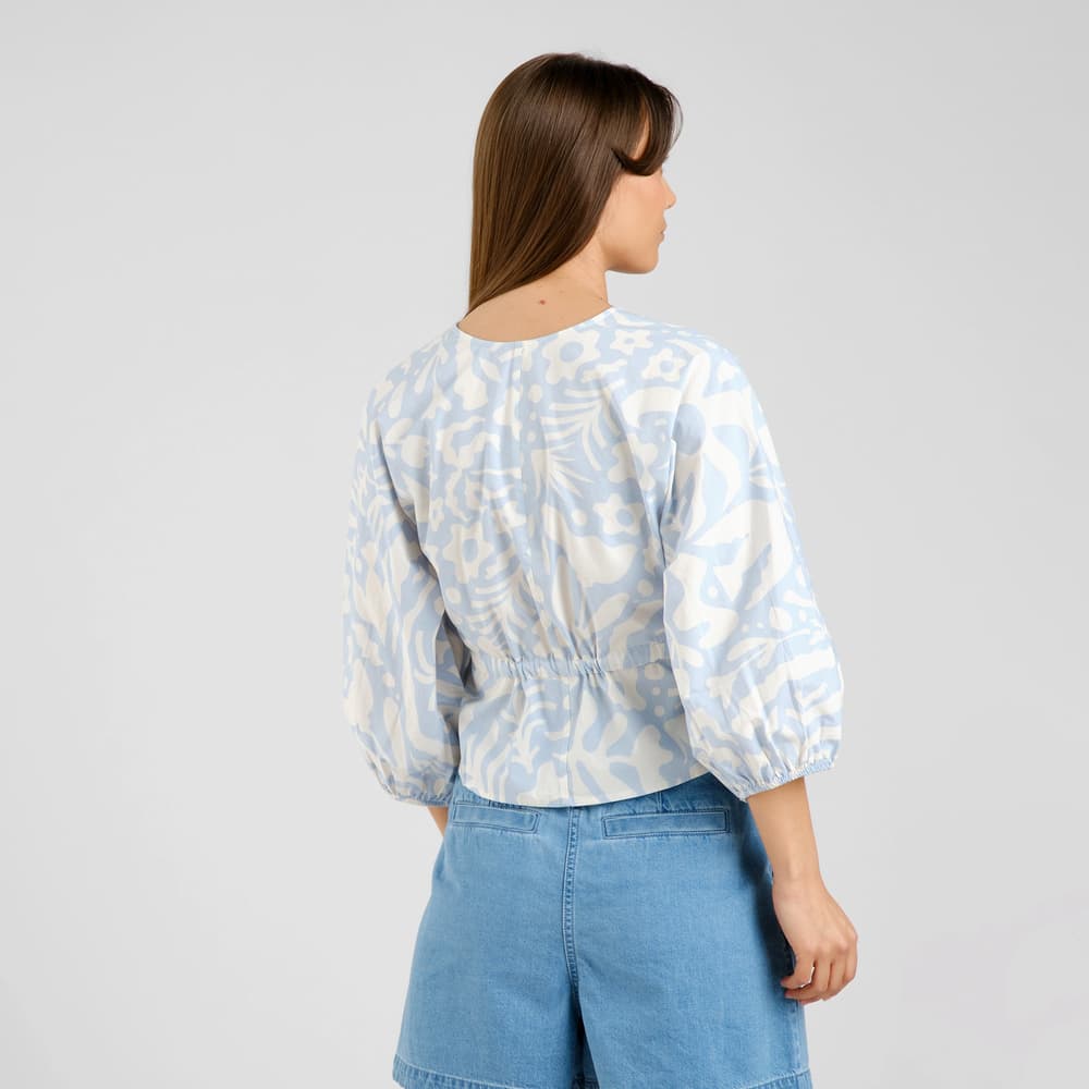 Wrap Top Rosenvik Poplin Wonky Beach Skyway Blue