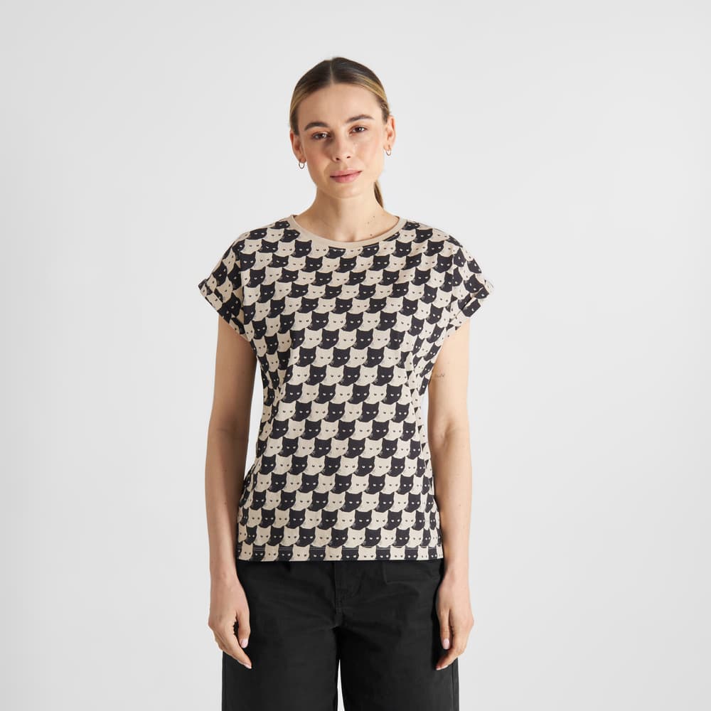 T-shirt Visby Pepita Cats Oat White