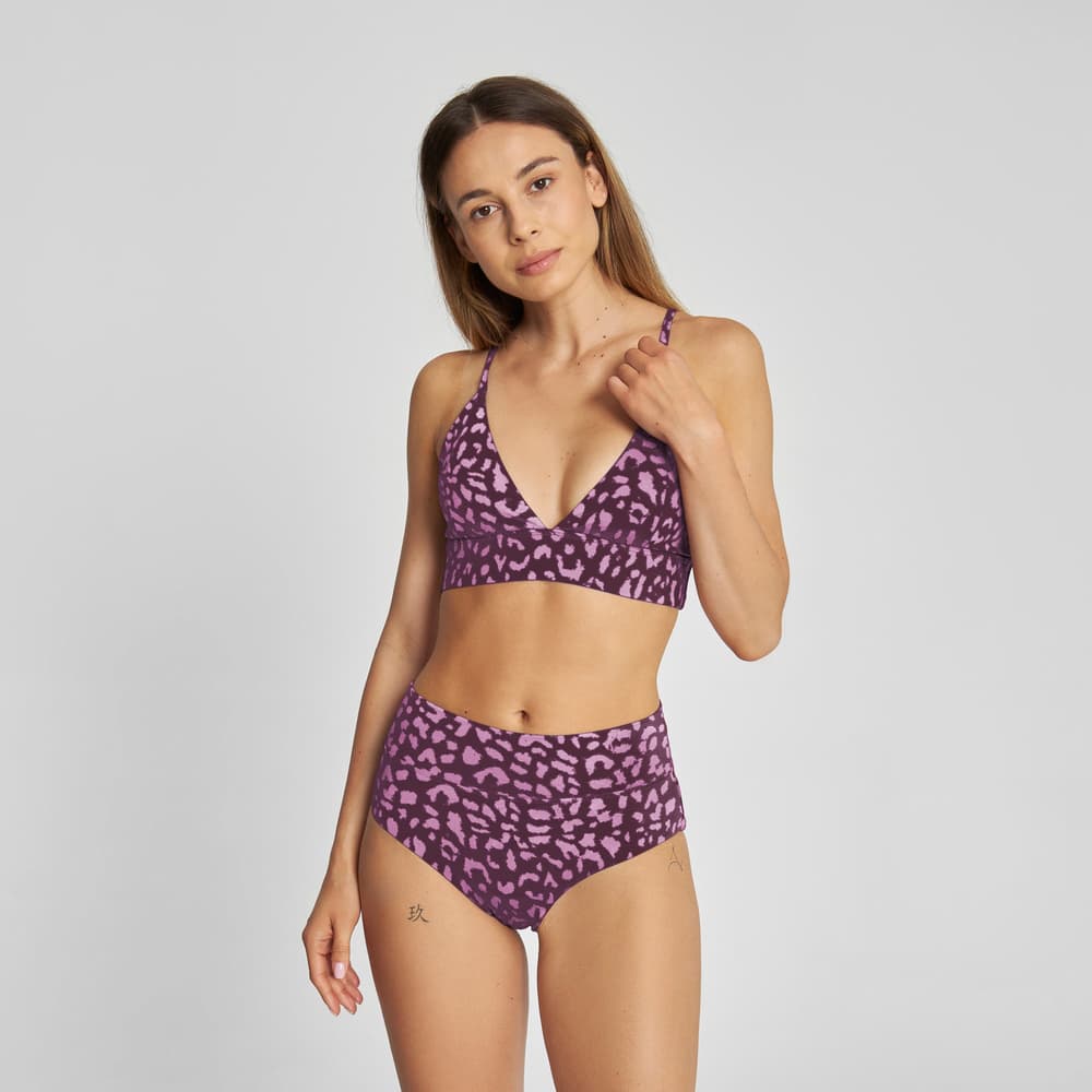 Bikini Pants Slite Leopard Burgundy