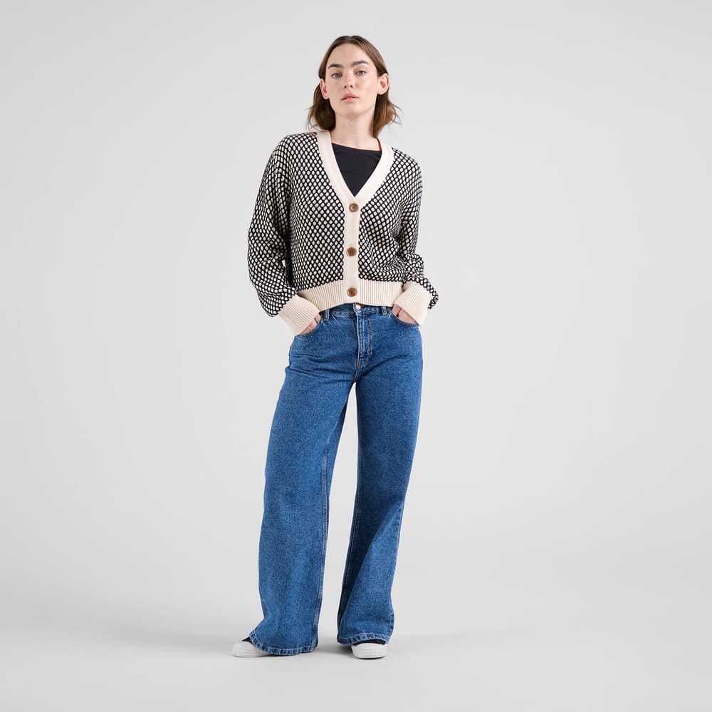 Cardigan Kanan Bubble Knit Black/Vanilla White