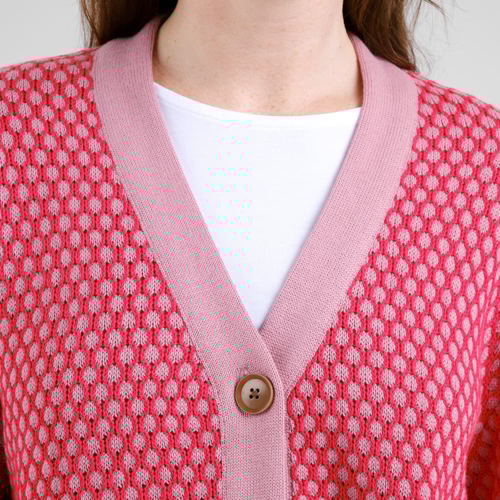 Cardigan Kanan Bubble Knit True Red/Lilas Pink