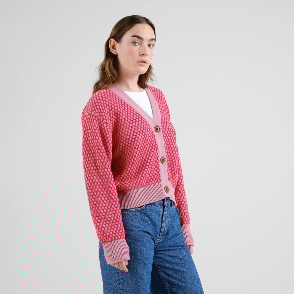 Cardigan Kanan Bubble Knit True Red/Lilas Pink