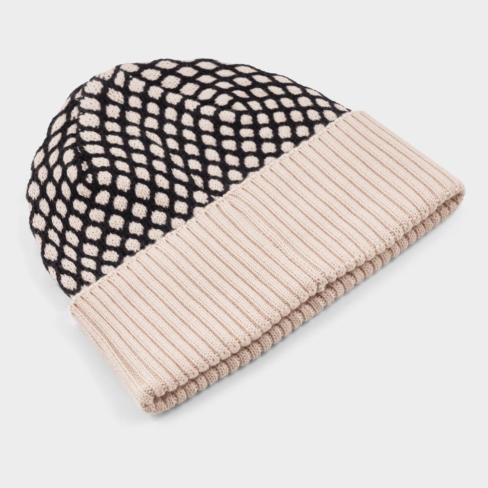 Beanie Hemavan Bubble Knit Black/Vanilla White