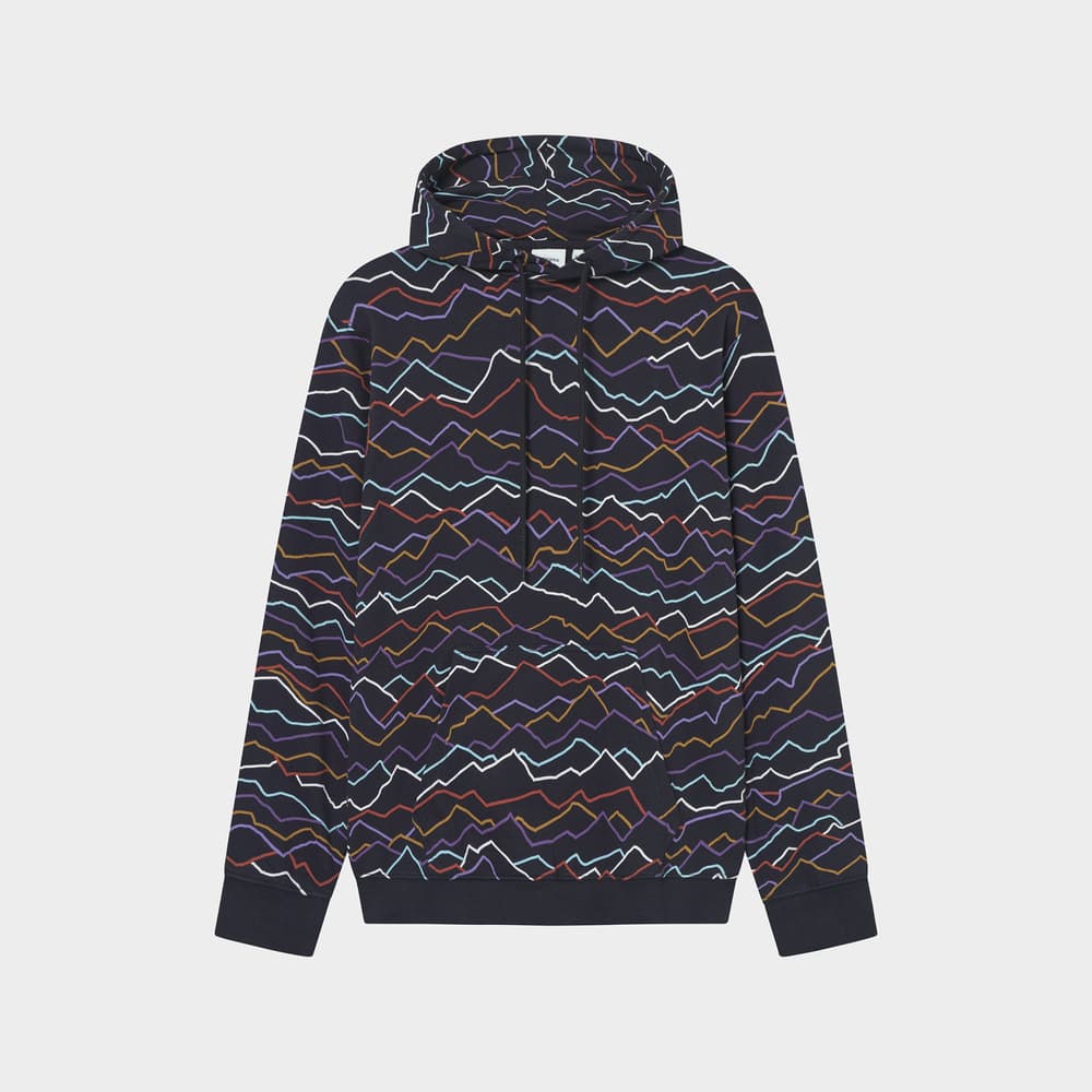 Hoodie Falun Line Mountains AOP Black