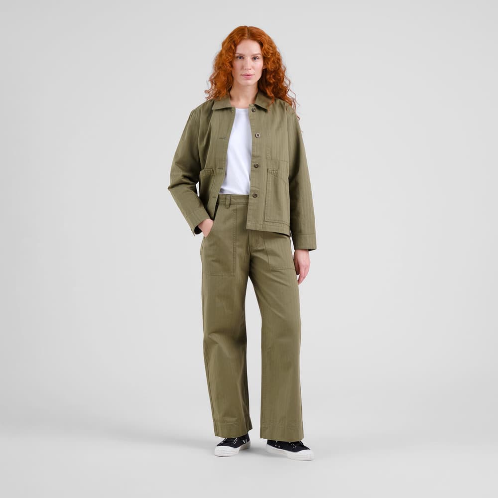 Workwear Pants Vara Herringbone Leaf Green