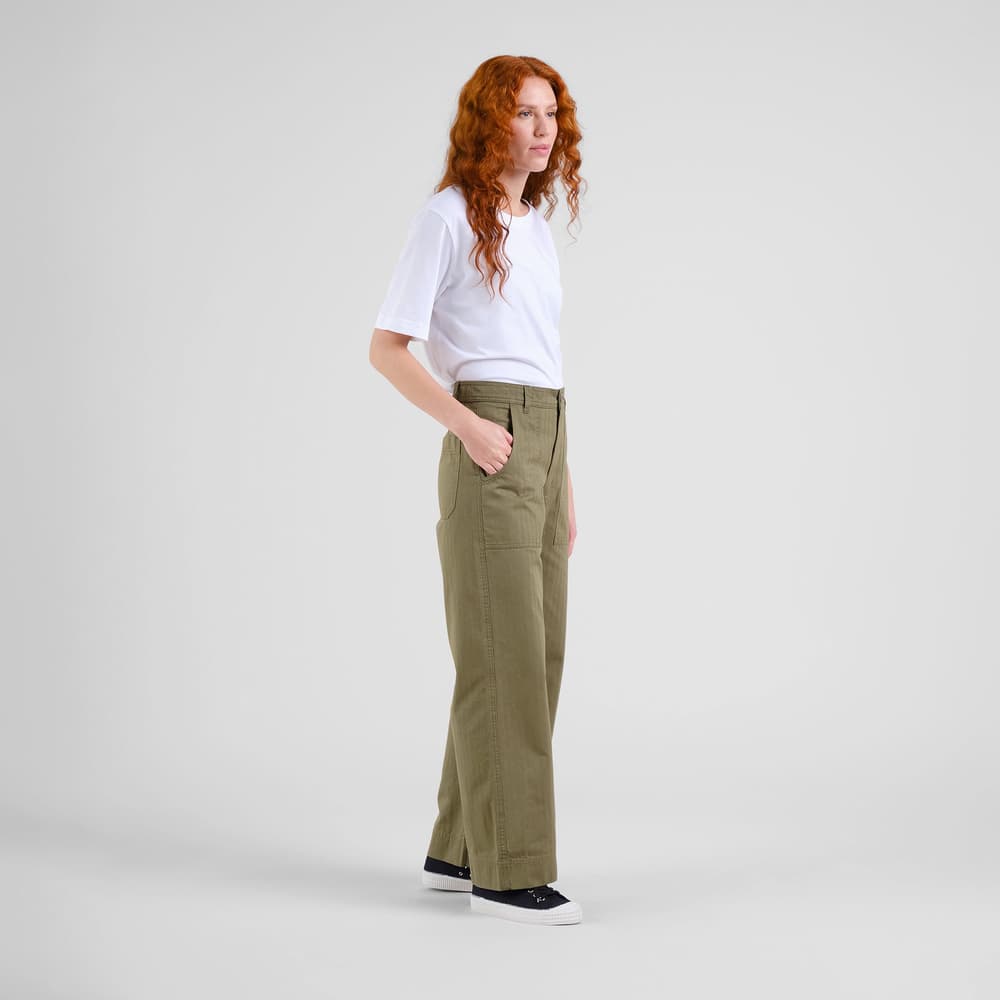 Workwear Pants Vara Herringbone Leaf Green