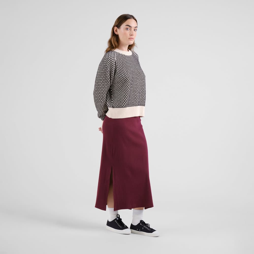 Rib Skirt Kvarnvik Fig Red