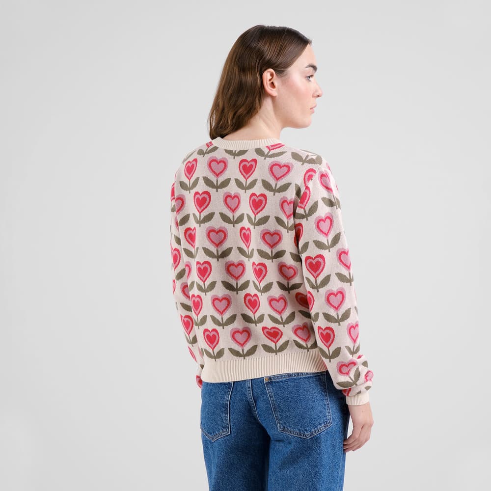 Sweater Arendal Love Flowers Vanilla White