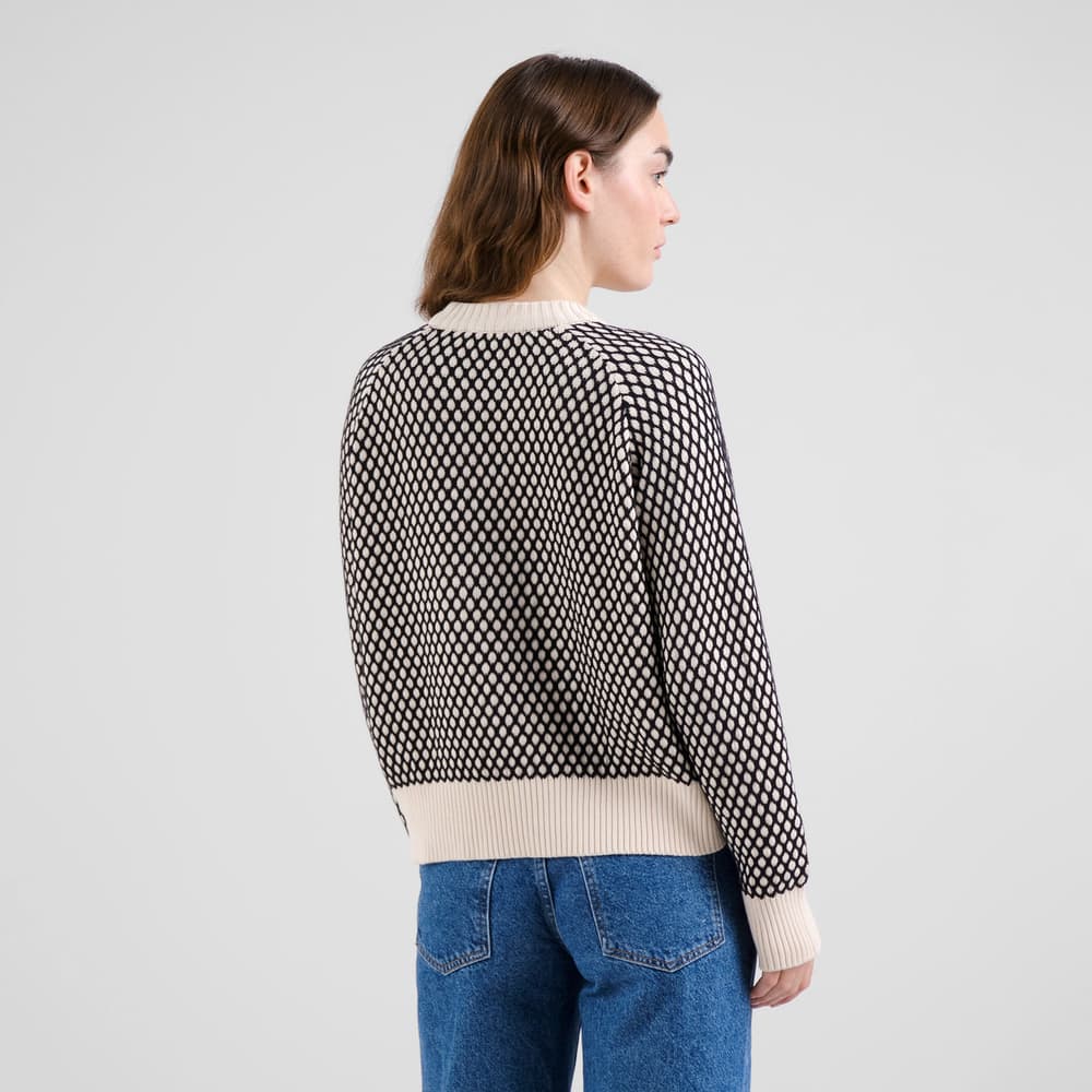 Sweater Husie Bubble Knit Black/Vanilla White