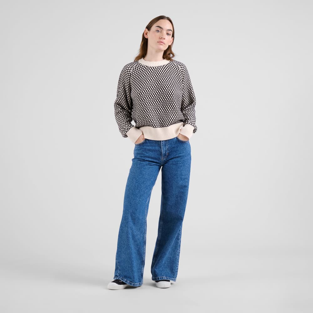 Sweater Husie Bubble Knit Black/Vanilla White