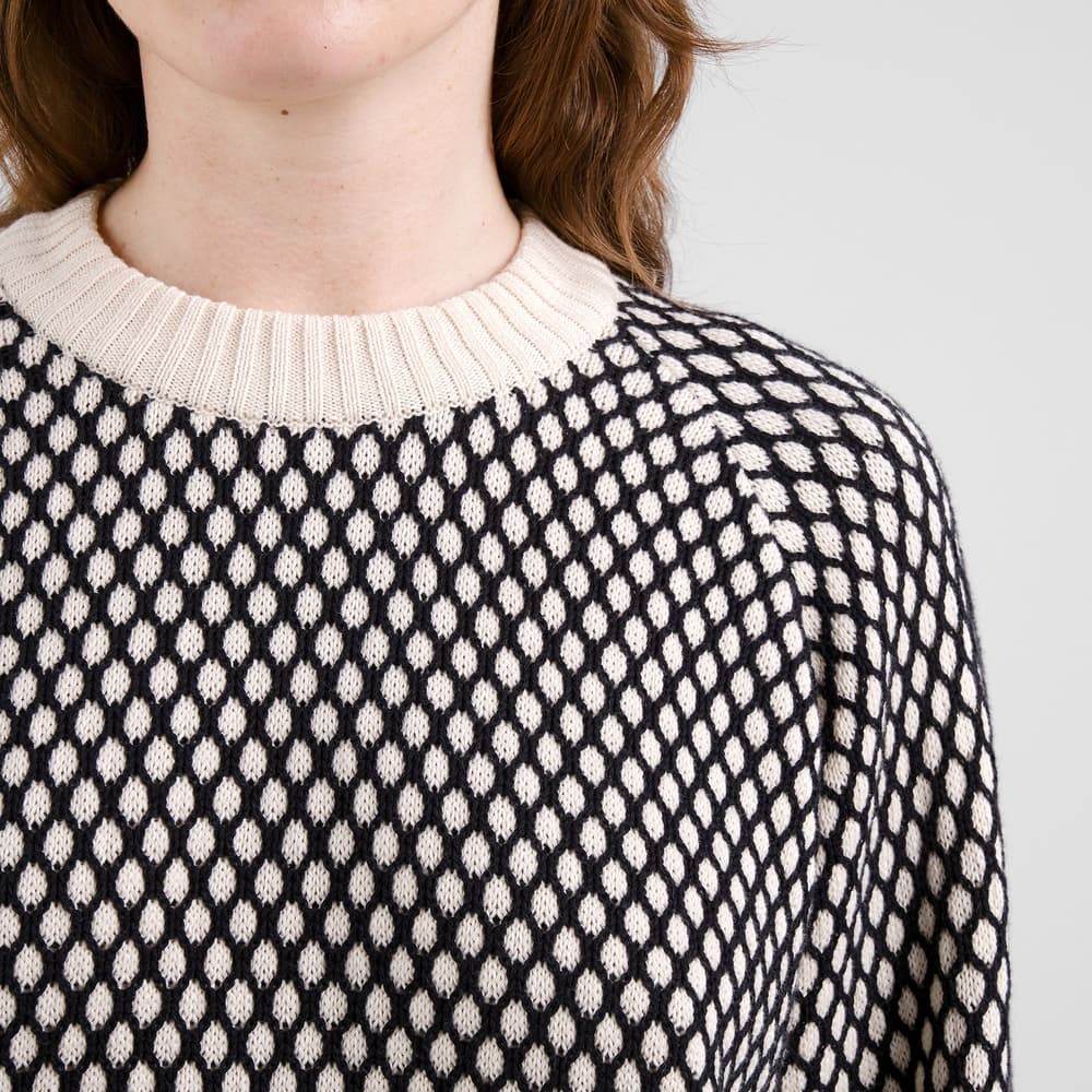 Sweater Husie Bubble Knit Black/Vanilla White