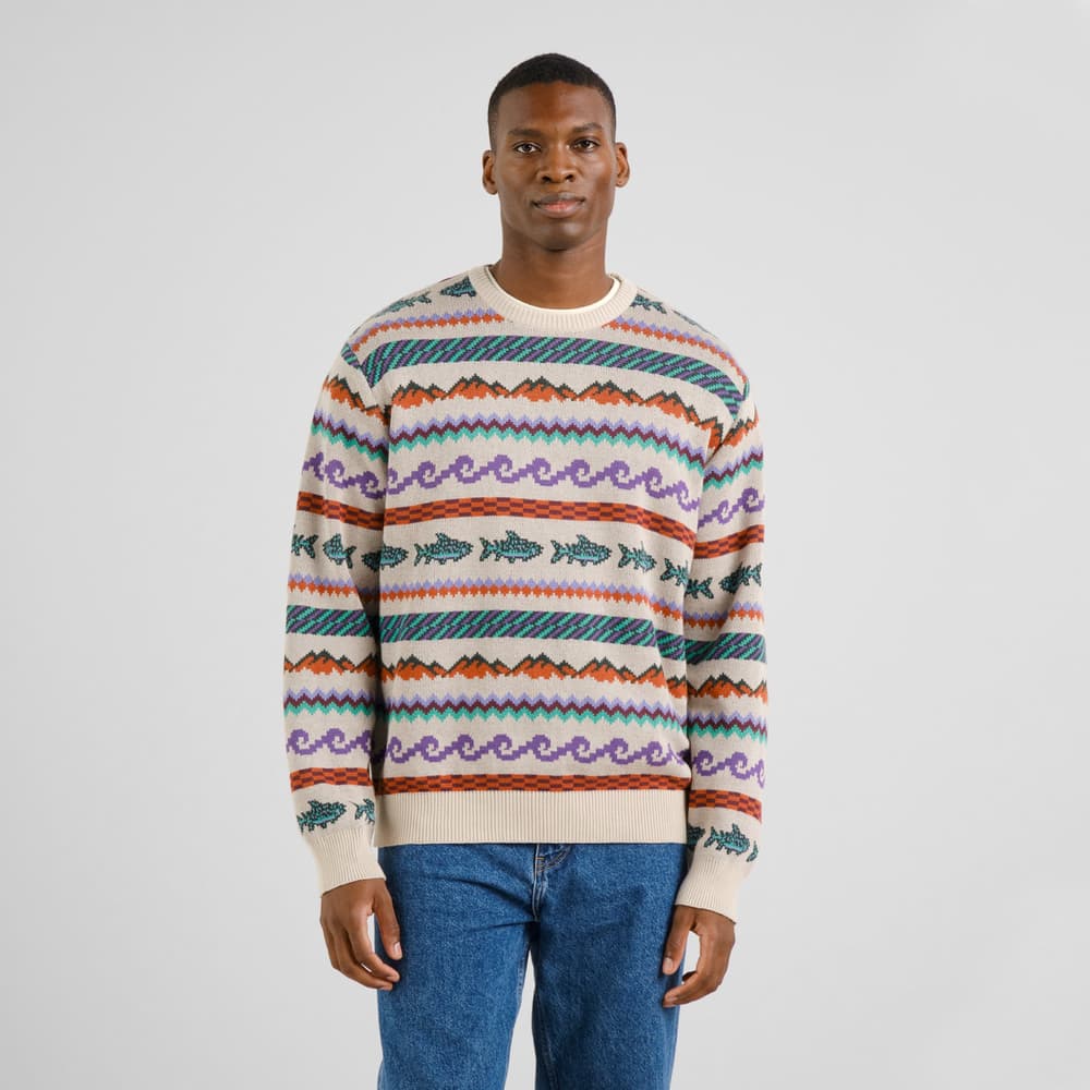 Sweater Mora Fair Isle Trout Oat White