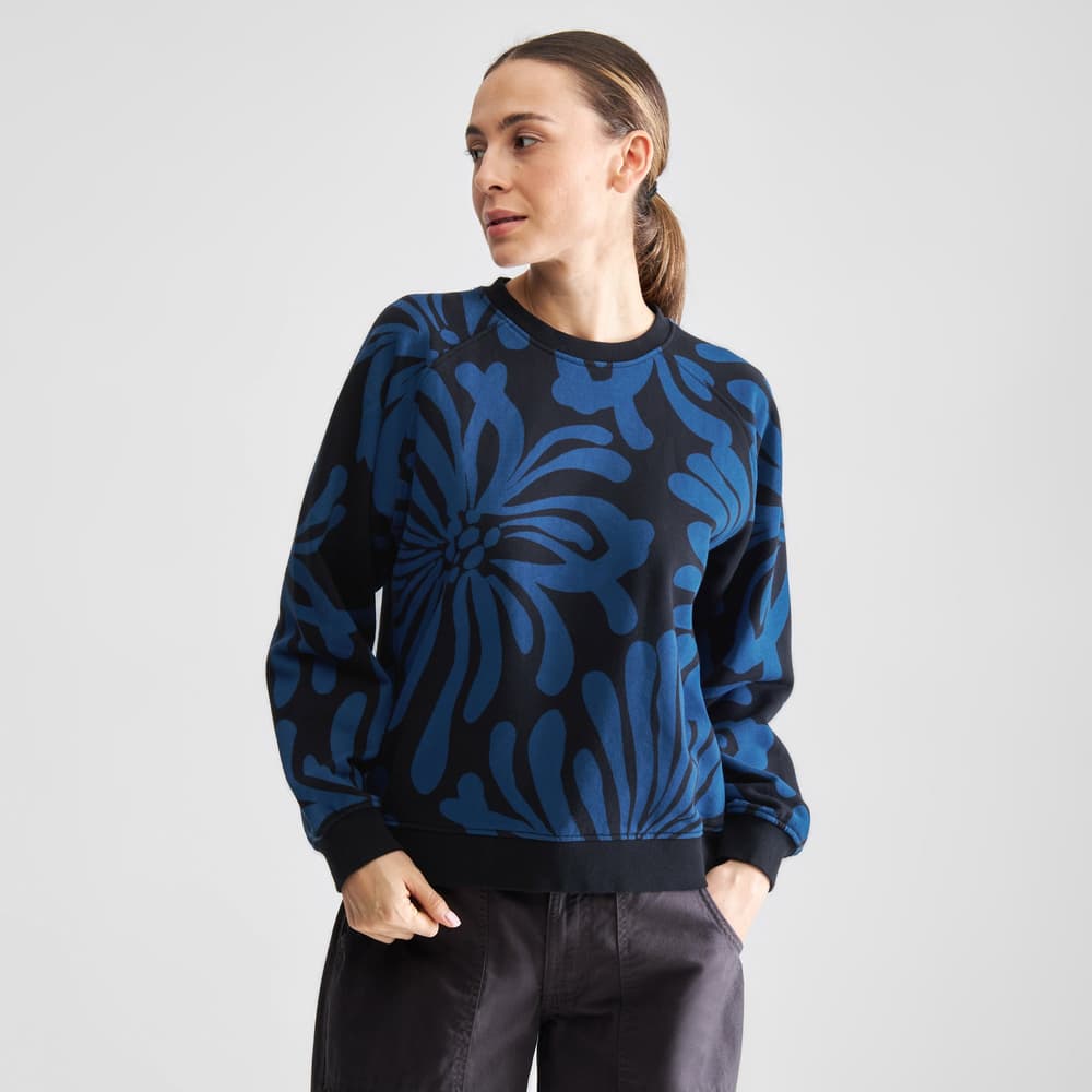 Sweatshirt Ystad Big Flowers Blue