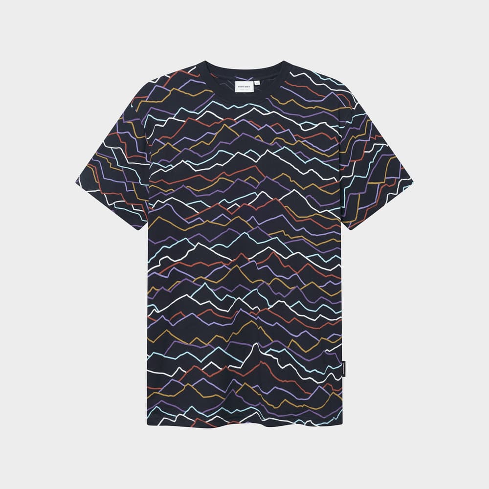 T-shirt Stockholm Line Mountains AOP Black