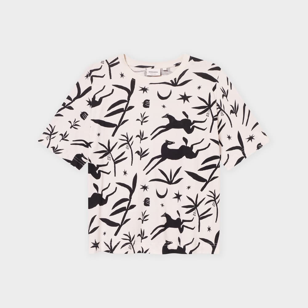 T-shirt Vadstena Papercut Horses Oat White