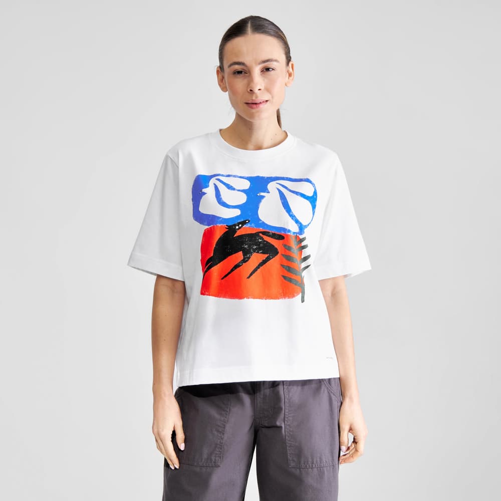 T-shirt Vadstena Foal with Birds White