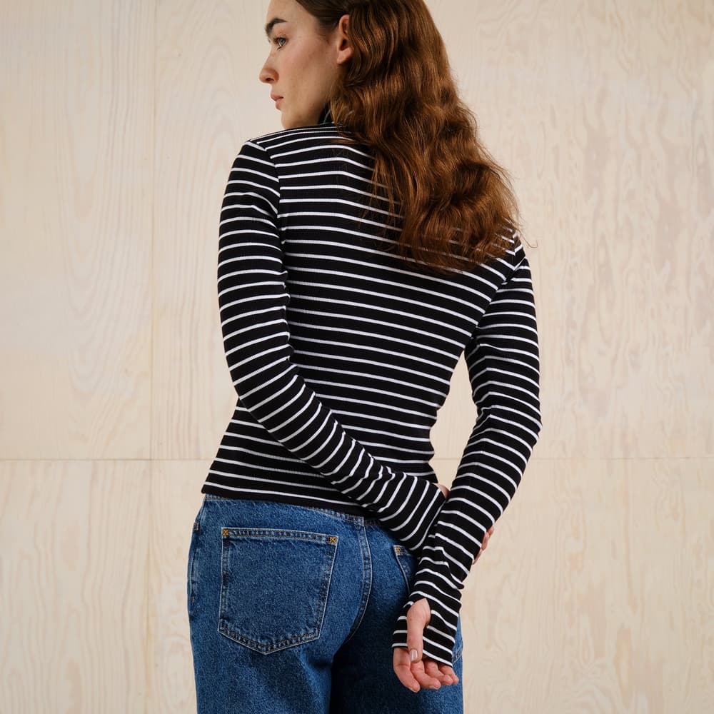 Rib Top Malma Stripe Black/White