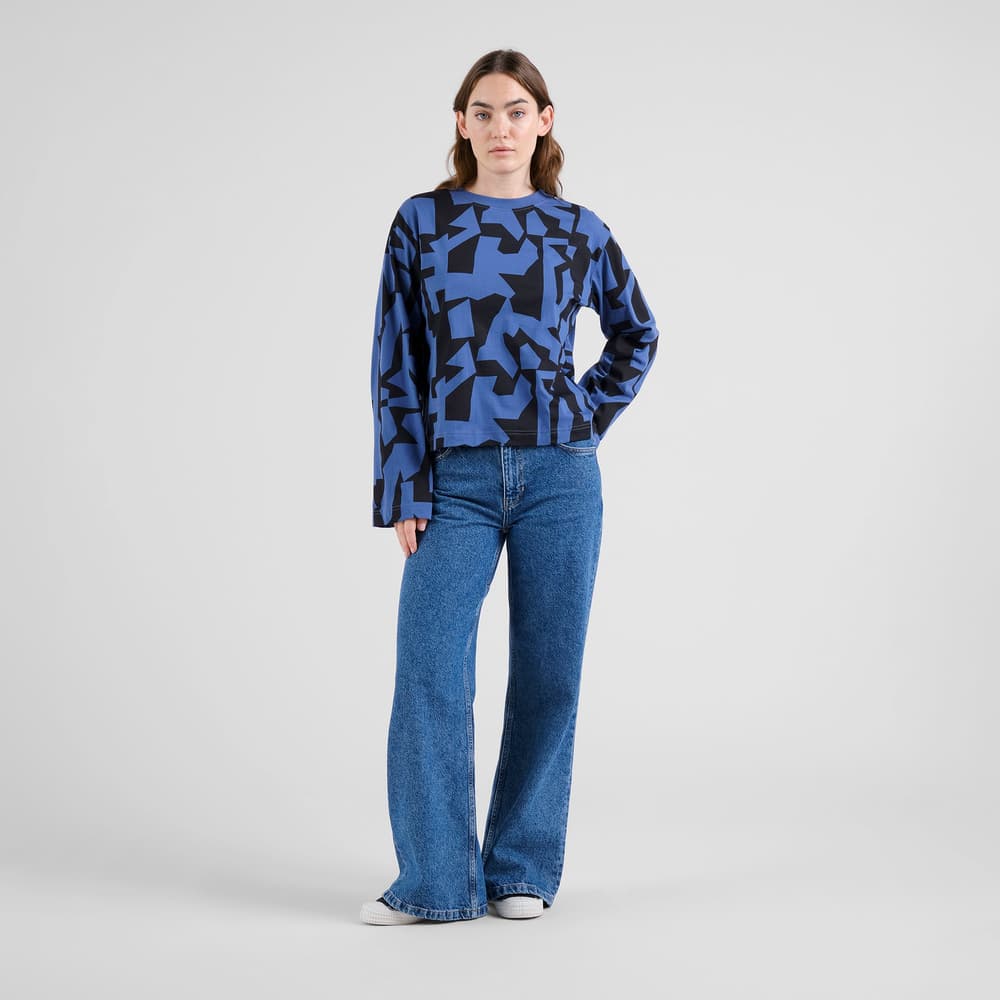 T-shirt Long Sleeve Vreta Abstract Chaos Blue