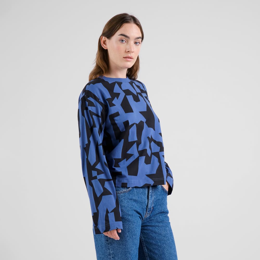T-shirt Long Sleeve Vreta Abstract Chaos Blue