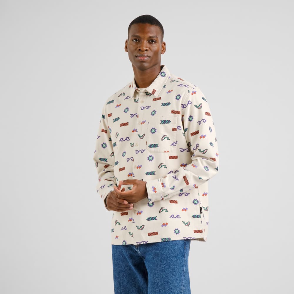 Shirt Rute Flannel Trout and Waves Oat White