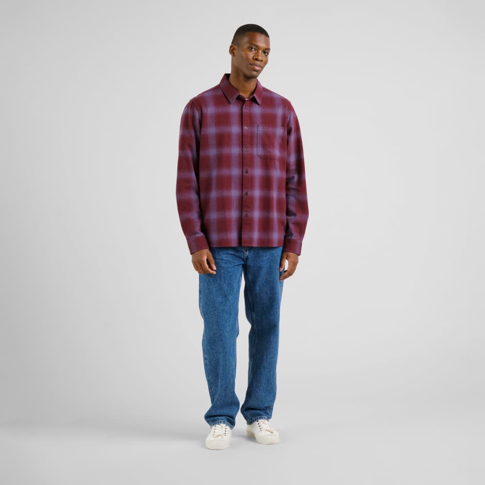 Shirt Rute Flannel Shadow Check Fig Red