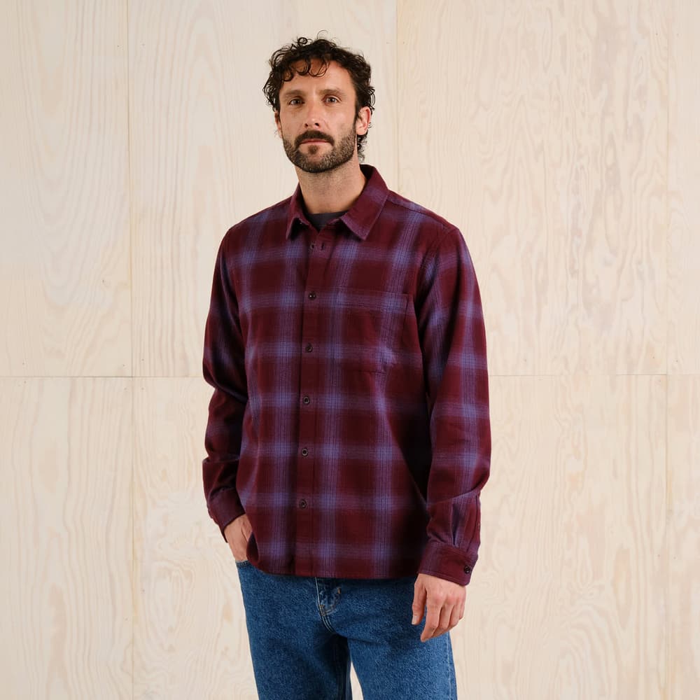 Shirt Rute Flannel Shadow Check Fig Red