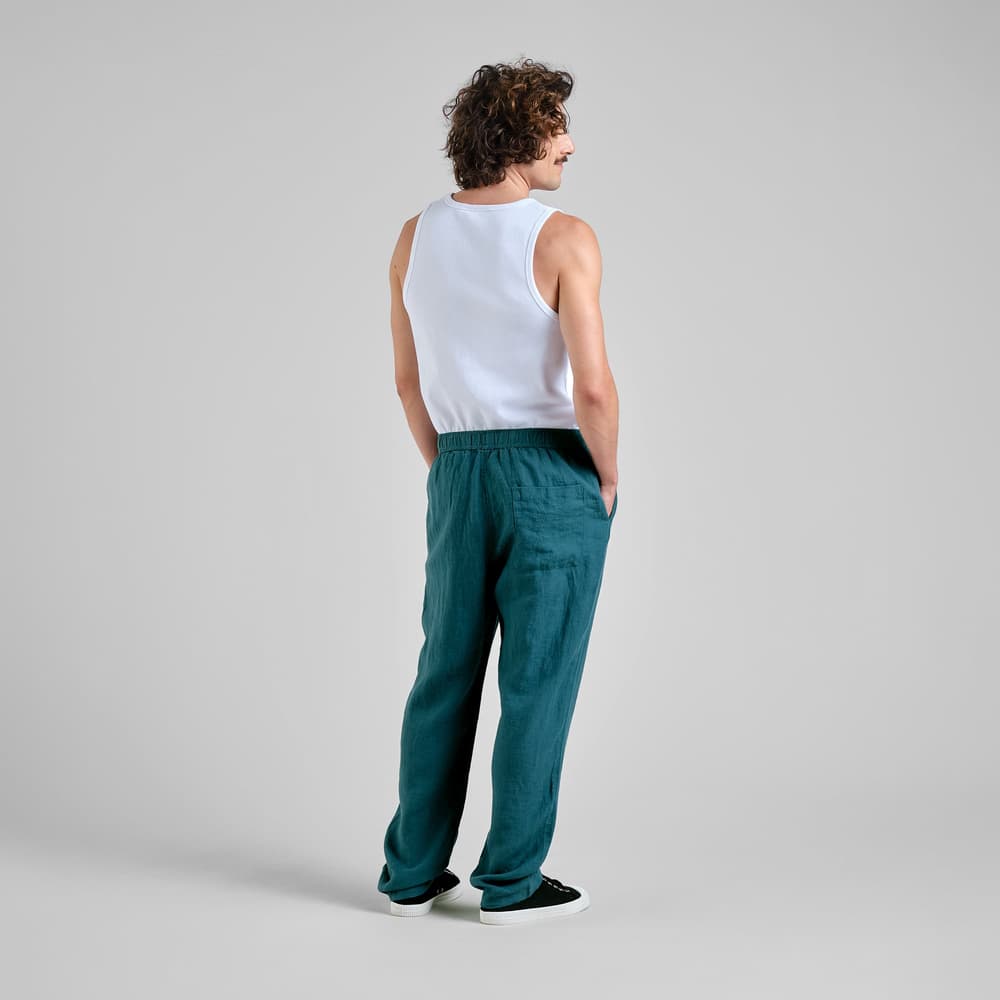 Pants Borrby Linen Mediterranea Green