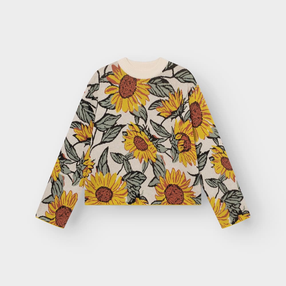Sweater Limhamn Sunflower AOP Vanilla White