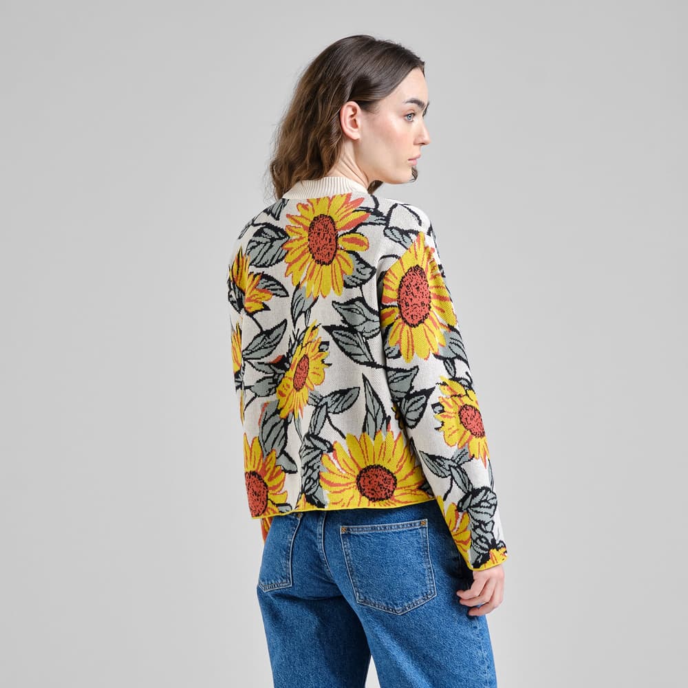 Sweater Limhamn Sunflower AOP Vanilla White