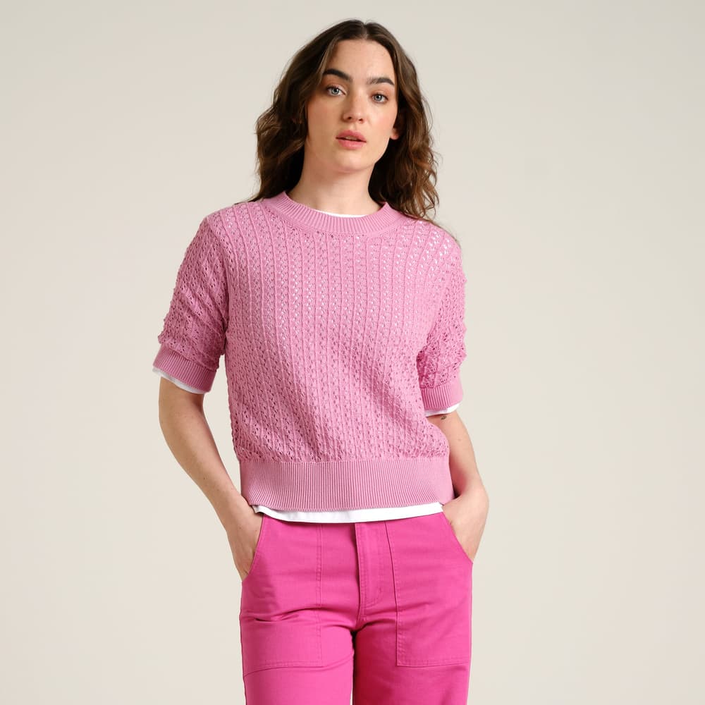Knitted T-shirt Flen Crochet Moonlite Pink