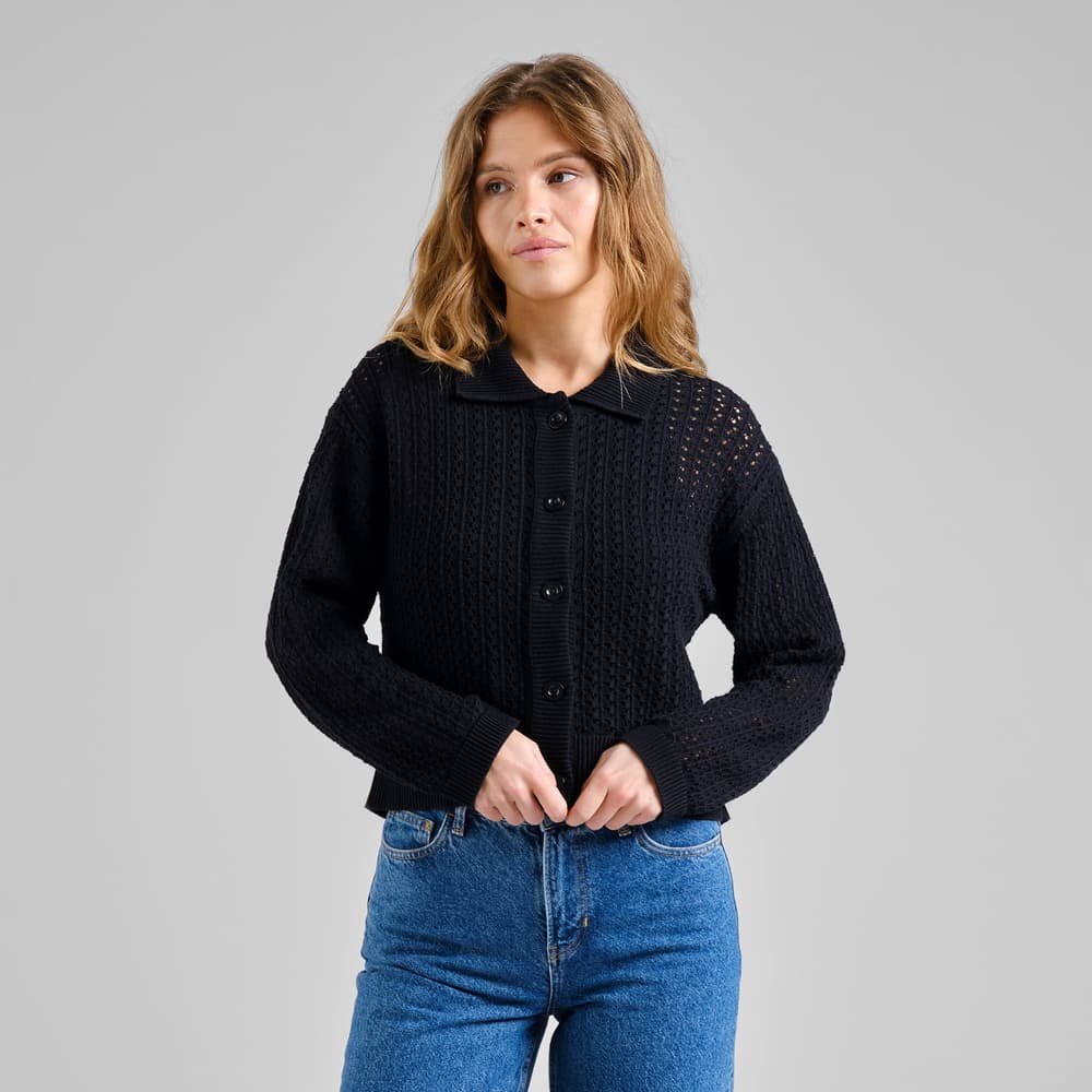 Knitted Cardigan Rosendal Crochet Black