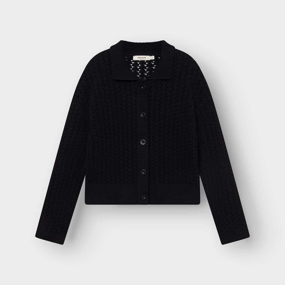 Knitted Cardigan Rosendal Crochet Black