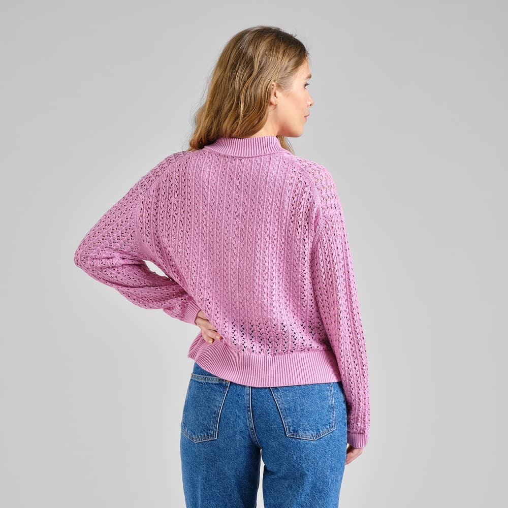 Knitted Cardigan Rosendal Crochet Moonlite Pink